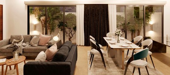 Render de sala y comedor